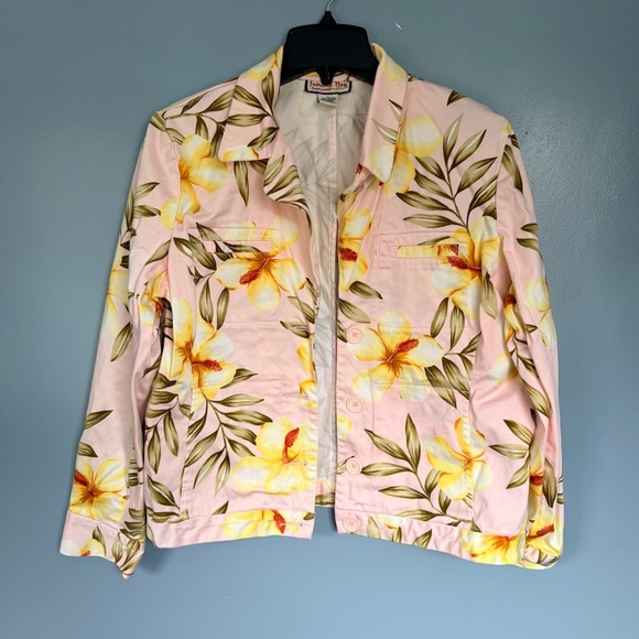 Jamaica Bay Jackets & Blazers - Jamaica Bay Floral Pink Cotton Blazer Jacket Large